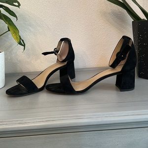 Ann Taylor Low Block Heel Suede Shoes Black